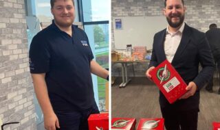 The One Point team packing shoeboxes for operation christmas child appeal